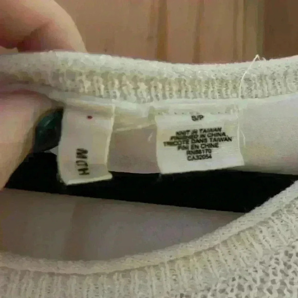 Anthropology MOTH Cream 3/4 Sleeve Sweater with Sheer Back Detail - Picture 2 of 5